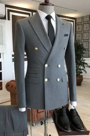 Dark Gray Double Breasted Business Suit