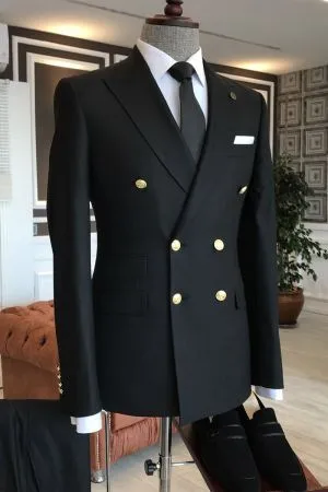 All Black Double Breasted Business Suit