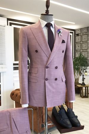 Pink Double Breasted Prom Suit