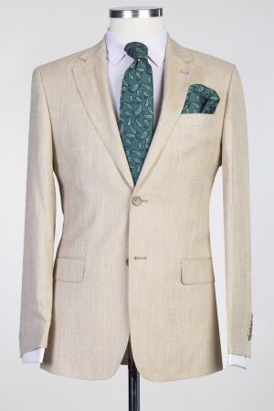 Champagne Two Pieces  Men Suit with Notched Lapel