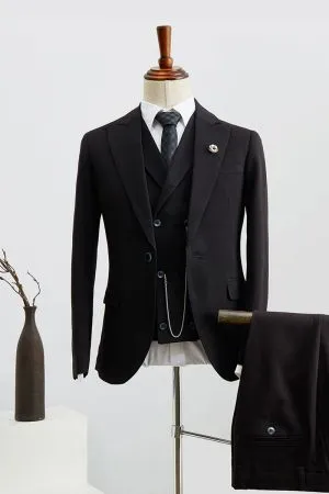 All Black 3 Pieces Slim Fit Formal Menswear