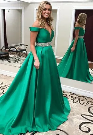 A-line Sweetheart Neck Cap Sleeves Sweep / Brush Train Evening Dress With Crystal
