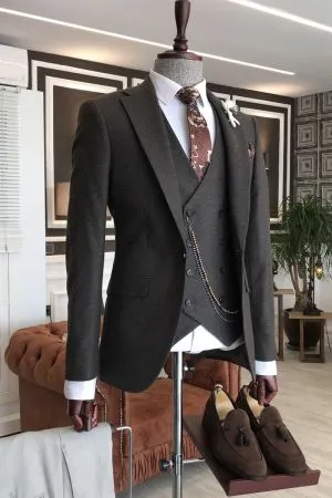 Black 3-Pieces Business Men Suit with Notched Lapel