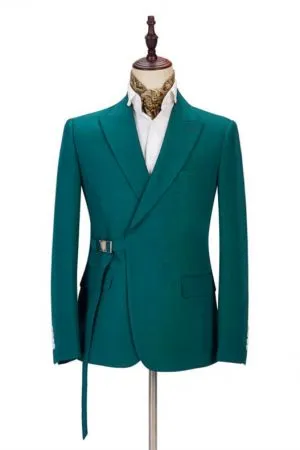 Green Peaked Lapel Prom Suit