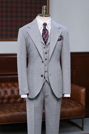 Notched Lapel Slim Fit Bespoke Business Suit