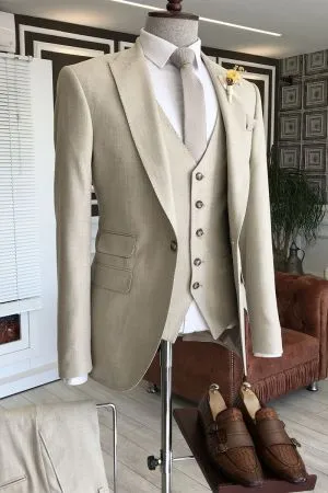 Off-White Peaked Lapel Business Suit