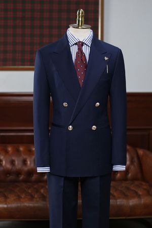Navy Blue Double Breasted Business Suit