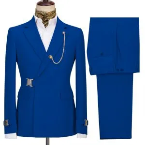 Dark Blue Notch Lapel Two Pieces Business Men Suit