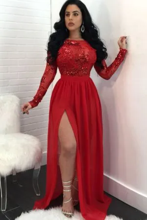 A-line Scoop Neck Floor-length 100D Chiffon Evening Gown With Appliques