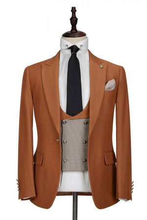 Orange 3 Piece Double Breasted Men's Suit