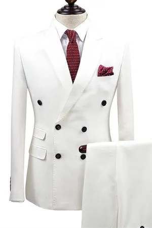 White Double Breasted Wedding Dress Suit
