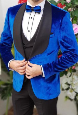 Royal Blue Velvet Smoking Suit