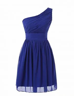 A-line One Shoulder Sleeveless Mini Bridesmaid Dress