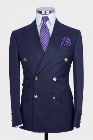 Dark Blue Double Breasted Business Suit