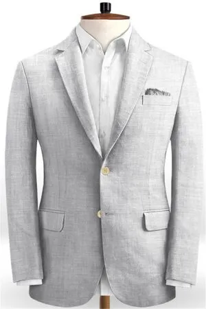 Silver Linen Men Suits