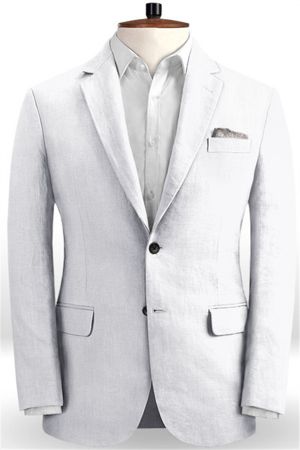 White Linen Beach Wedding Suits
