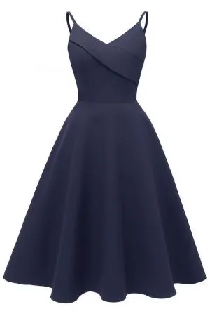 A-line Spaghetti Straps Sleeveless Knee-length Satin Chiffon Party Dress