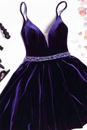 A-line Spaghetti Straps Sleeveless Mini Party Dress With Crystal