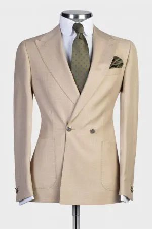 Italian Style Two-Button Cuff Sand Double Breasted Suit