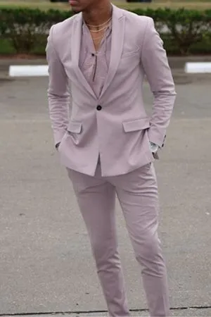 Pink Slim Fit Prom Suit