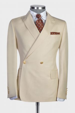 Champagne Double Breasted Bespoke Men Suit