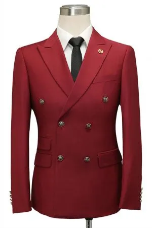 Red Double Breasted Men's Slim Fit Suit