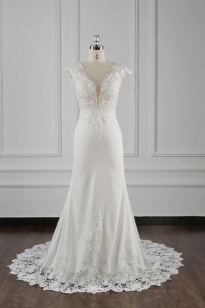 Mermaid V-neck Sleeveless Floor-length 100D Chiffon Wedding Dress With Beading