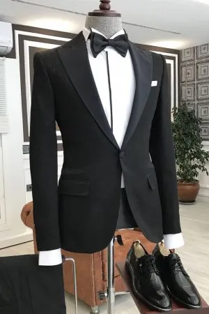 Black Slim Fit Men Suit with Peaked Lapel