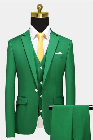 Green Single Breasted Prom Suit with Notched Lapel