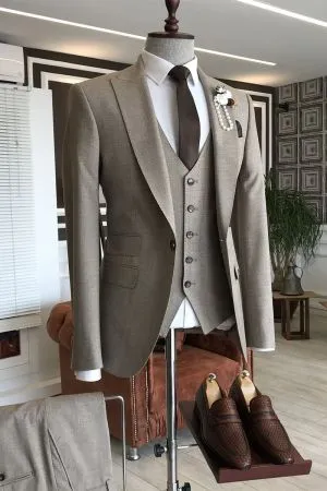 Brown Slim Fit Business Suit