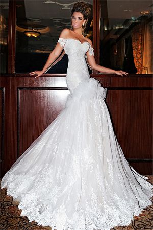 Mermaid Sweetheart Neck Sleeveless Sweep / Brush Train Wedding Dress With Lace