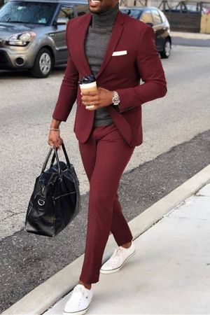 Burgundy Slim Fit One-Button Business Suit