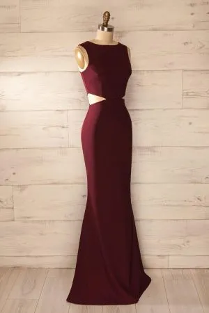Column Jewel Neck Sleeveless Evening Dress With Sweep / Brush Train