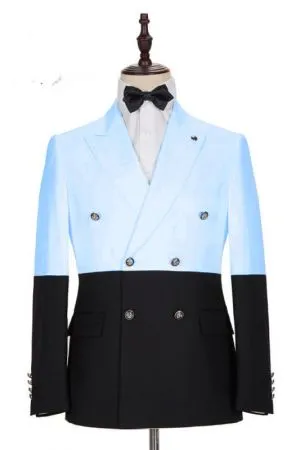 Sky Blue Double Breasted Men's Suit
