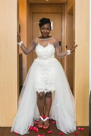 A-line Jewel Neck Sweep / Brush Train Tulle Bridal Gown With Lace