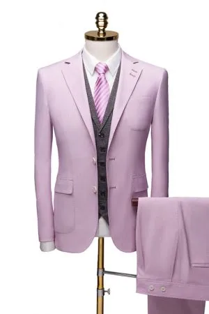 Purple Three-Piece Tuxedo with Notched Collar