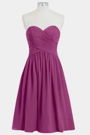 A-line Sweetheart Neck Sleeveless Mini 100D Chiffon Bridesmaid Dress With Draped