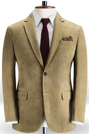 Camel Striped Men Suits