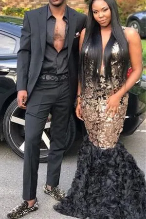 Black Slim Fit Prom Suit