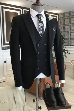 Black Formal Men Suit with Notched Lapel