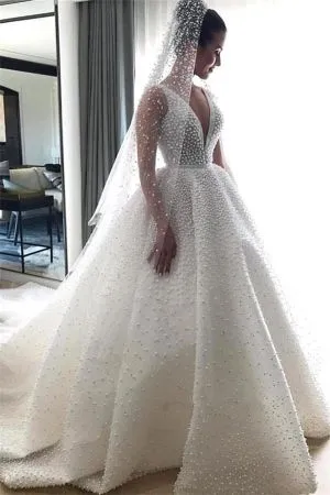 Mermaid V-neck Sleeveless Chapel Train Satin Bridal Gown With Beading