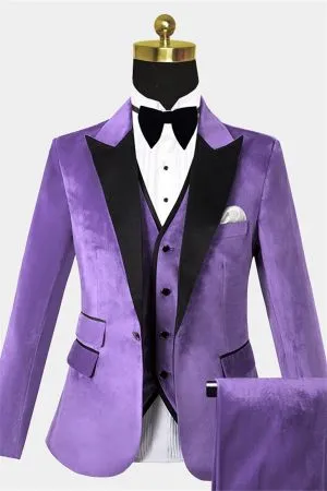 Iris Purple Slim Fit Velvet Tuxedo with Peak Lapel