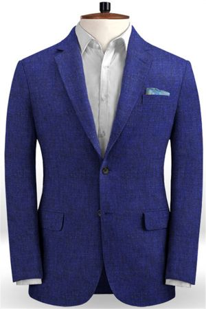 Royal Blue Linen  Men Suit