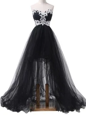 A-line Sweetheart Neck Sleeveless Sweep / Brush Train Evening Dress With Lace
