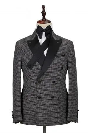 Black-and-Gray Double Breasted Men's Formal Suit
