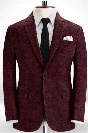 Luca Burgundy Corduroy Men Suits