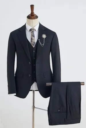 All Black 2 Button Slim Fit Business Suit