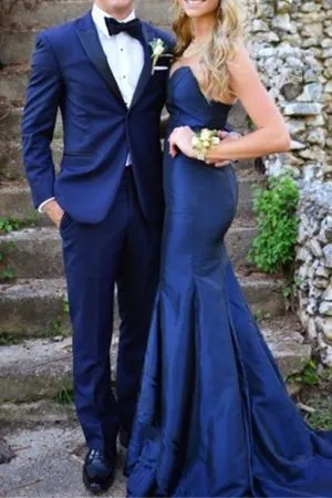 Royal Blue Peaked Lapel Prom Suit