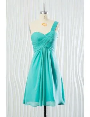 A-line One Shoulder Sleeveless Knee-length 100D Chiffon Bridesmaid Attire