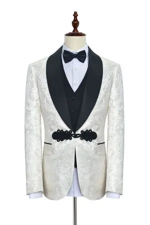 White Jacquard Wedding Tuxedo